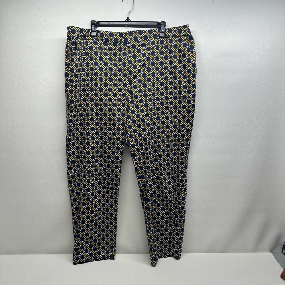 BODEN Glorious British style pull on size 16/18 Navy and Yellow Patterned Pants - Picture 2 of 10